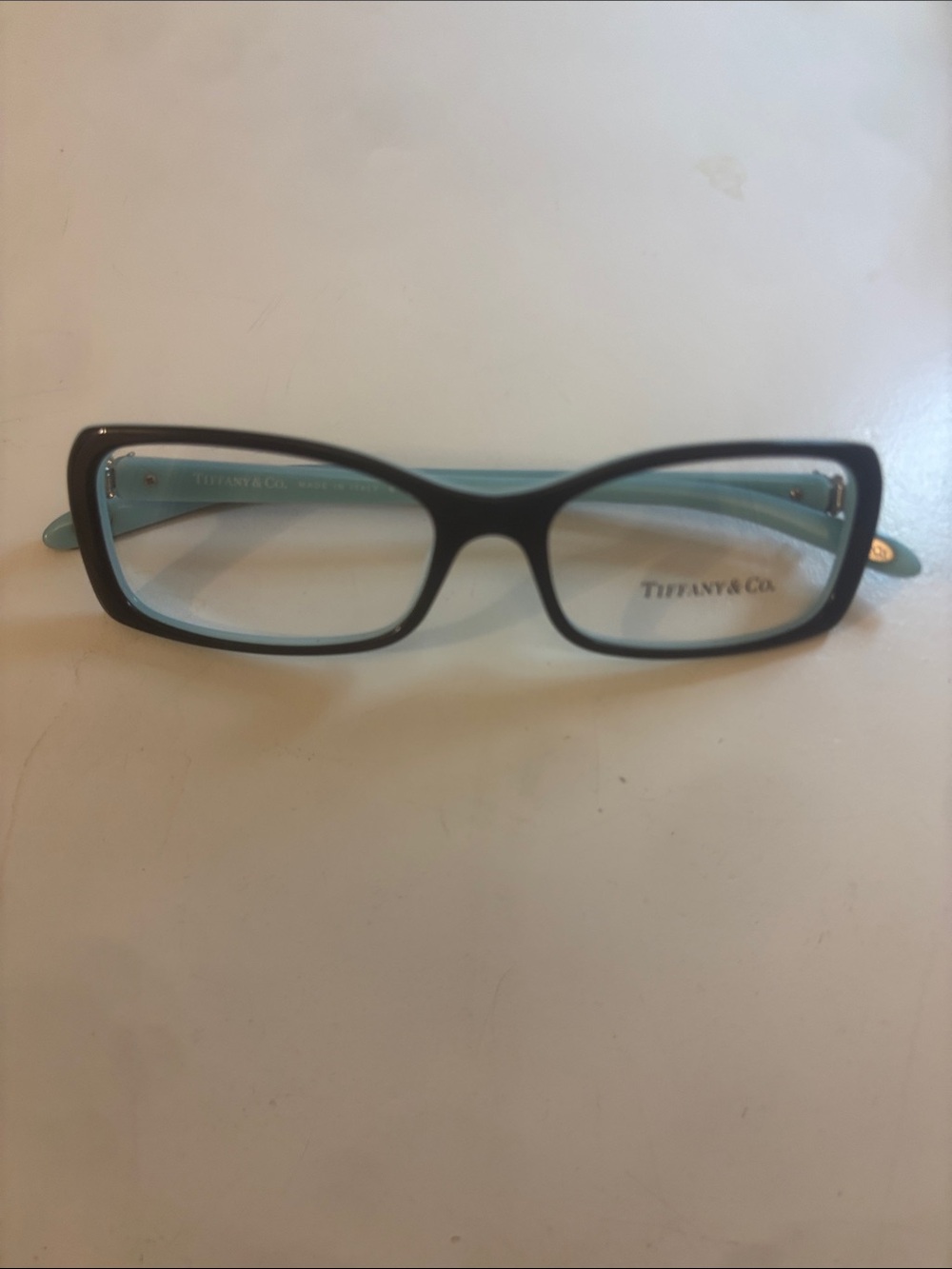 New Tiffany & Co. Black Frame Glasses with Tiffany Blue Temples